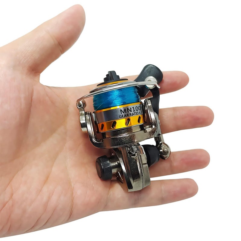 EMMRAGNO Mini 100 Small Metal Spinning Wheel Aluminum Fishing Reel with Metal Spool for Freshwater and All Season Fishing - Image 2